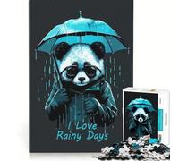 Puzzle da 1000 pezzi con un simpatico panda in una giornata di pioggia, gioco rompicapo, difficile e stimolante, regalo di compleanno, regalo 38x52cm