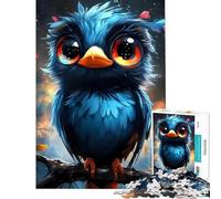 Puzzle da 1000 pezzi con un simpatico uccellino blu dagli occhi grandi Attività divertenti con gli animali da fare a casa Sfida difficile gioco impossibile per ragazzi dai 14 anni in su (38x52cm)