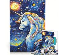 Puzzle da 1000 pezzi con un simpatico unicorno nella notte stellata, gioco per tutta la famiglia, attività divertenti da fare a casa, compleanno e Natale 50x75cm