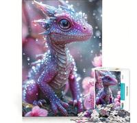 Puzzle da 1000 pezzi con un tenero draghetto rosa gioco rompicapo regalo di compleanno con pezzi a incastro di forma casuale 38x26cm