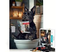 Puzzle da 1000 pezzi con un terrier scozzese sul water, ideale per adulti e ragazzi, un gioco rilassante e stimolante, perfetto come regalo per le vacanze (50x75cm)