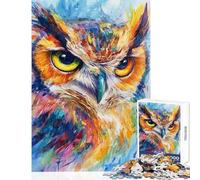 Puzzle da 1000 pezzi con un vivace disegno di un gufo rompicapo per adulti gioco di logica difficile ideale come regalo per tutta la famiglia (dimensioni 38x26cm)