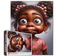 Puzzle da 1000 pezzi con una bambina con capelli ricci e occhi grandi, per adulti con testa grande, puzzle per rilassamento, intrattenimento, attività intellettuale, decompressione divertente, gioco