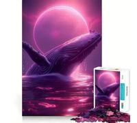 Puzzle da 1000 pezzi con una bellissima balena al neon,taglio senza soluzione di continuità,gioco di logica,regalo,gioco casual,decorazione natalizia per la casa (38x52cm)