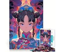 Puzzle da 1000 pezzi con una bellissima geisha in stile anime,incastri precisi,gioco cognitivo,regalo,momento di divertimento e relax,scena natalizia (50x75cm)