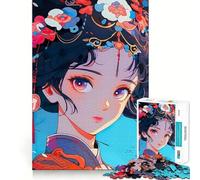 Puzzle da 1000 pezzi con una bellissima geisha in stile anime,taglio preciso,gioco di logica,gioco rilassante,regalo di Natale (38x26cm)