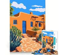 Puzzle da 1000 pezzi con una bellissima illustrazione artistica minimalista dell'estate del New Mexico,decorazione pulita e adatta,attività stimolante per la mente,momento di relax,regalo divertente