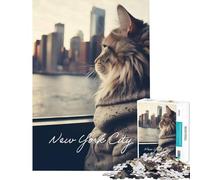 Puzzle da 1000 pezzi con una bellissima immagine di un gatto a New York Gioco pratico e coinvolgente per sviluppare la pazienza Opera d'arte regalo e decorazione per la casa (dimensioni 75x50cm)