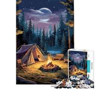 Puzzle da 1000 pezzi con una bellissima immagine di una notte in campeggio Aiuta a stimolare la mente è un oggetto decorativo per la casa e un antistress Adatto a partire dai 14 anni (38x26cm)