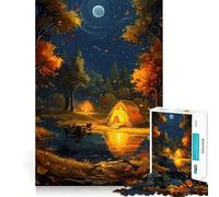 Puzzle da 1000 pezzi con una bellissima immagine di una notte in campeggio,taglio preciso,gioco di logica,gioco rilassante,regalo di Natale (38x52cm)