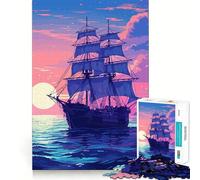 Puzzle da 1000 pezzi con una bellissima nave in pixel art,gioco di precisione e cognitivo,ideale per il tempo libero e come regalo di Natale (50x75cm)