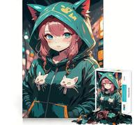 Puzzle da 1000 pezzi con una bellissima ragazza anime,ideale per giochi di snodo e attività creative,per momenti di relax e come regalo di compleanno (38x52cm)