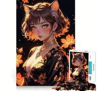 Puzzle da 1000 pezzi con una bellissima ragazza anime volpe,un gioco di logica e incastro perfetto per momenti di relax e divertimento,ideale come regalo di Natale (38x26cm)