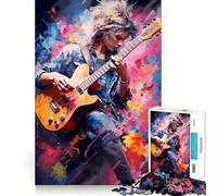 Puzzle da 1000 pezzi con una bellissima ragazza che suona la chitarra,decorazione elegante e adatta all'ambiente,attività stimolante per la mente,momento di relax,regalo di Natale divertente (50x75cm)