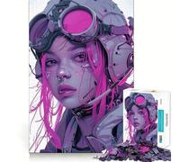 Puzzle da 1000 pezzi con una bellissima ragazza cyberpunk dai bordi lisci,ideale per stimolare la mente e creare momenti di relax,perfetto come regalo di compleanno o per hobby (38x52cm)