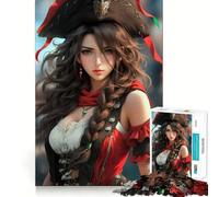 Puzzle da 1000 pezzi con una bellissima sirena pirata,gioco di precisione e cognitivo,ideale per il tempo libero e come regalo di Natale (50x75cm)