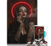 Puzzle da 1000 pezzi con una bellissima suora tatuata 1000 pezzi per adulti e adolescenti per età 14+ gioco impossibile il miglior regalo per adulti e adolescenti (26x38cm)