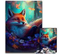 Puzzle da 1000 pezzi con una bellissima volpe, per adulti, adolescenti e famiglie, perfetto come decorazione fai da te e come sfida per il cervello, 50x75CM/19,68x29,52 pollici.