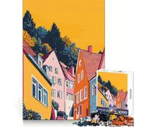 Puzzle da 1000 pezzi con una colorata città europea,incastro preciso,stimolante per la mente,divertente e accogliente,ideale come regalo di Natale o per il tempo libero (50x75cm)