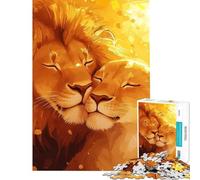 Puzzle da 1000 pezzi con una coppia di leoni innamorati gioco educativo e rompicapo perfetto come regalo decorativo per uomini e donne (dimensioni 50x75cm)