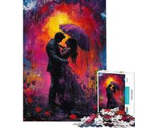 Puzzle da 1000 pezzi con una coppia romantica sotto la pioggia puzzle per adolescenti difficile ogni pezzo è unico giocattolo educativo 38x26cm