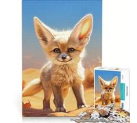 Puzzle da 1000 pezzi con una piccola volpe del deserto in stile cartone animato, gioco rompicapo, rilassante e stimolante per la mente, ideale come regalo per tutta la famiglia 50x75cm