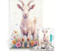 Puzzle da 1000 pezzi con una simpatica capretta in primavera, decorazione da parete, attività divertenti per la casa, collezione d'artista, opera d'arte 38x52cm