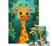Puzzle da 1000 pezzi con una simpatica giraffa nella giungla sfida per l'intelligenza gioco avvincente e rilassante perfetto come decorazione o regalo per il Secret Santa (dimensioni 75x50cm)