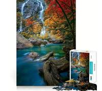 Puzzle da 1000 pezzi con una splendida cascata di Khlong Lan e una foresta autunnale Gioco di incastri precisi,stimolante per la mente,ideale per momenti di relax e come regalo di compleanno (38x26cm)