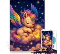 Puzzle da 1000 pezzi con unicorno arcobaleno addormentato su una nuvola ideale per adolescenti Gioco di logica e tranquillità con taglio di precisione Articolo perfetto per i desideri di Babbo Natale