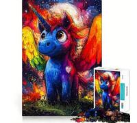 Puzzle da 1000 pezzi con unicorno arcobaleno e ali per adolescenti, gioco di logica mentale, silenzioso, tranquillo, taglio preciso, articolo dei desideri di Babbo Natale (38x26cm)