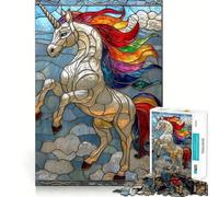 Puzzle da 1000 pezzi con unicorno arcobaleno e effetto vetrata per adulti, gioco intelligente e rilassante, con motivo da assemblare, regalo perfetto (38x26cm)