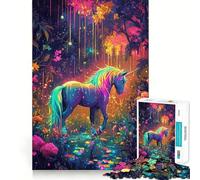 Puzzle da 1000 pezzi con unicorno arcobaleno nella foresta incantata per adulti e ragazzi gioco di logica solido divertente e silenzioso taglio di precisione Babbo Natale scegli il tuo desiderio