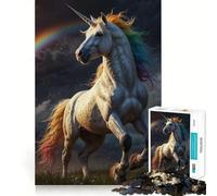 Puzzle da 1000 pezzi con unicorno arcobaleno per adulti, ideale per rafforzare la memoria, per un divertimento informale, con bordi netti e un design classico (38x52cm)