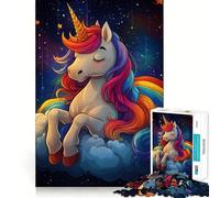 Puzzle da 1000 pezzi con unicorno arcobaleno su nuvola per adolescenti, ideale per rafforzare la memoria e il legame familiare, con bordi precisi e un regalo pensato con cura (38x26cm)