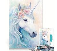 Puzzle da 1000 pezzi con unicorno blu da sogno,taglio preciso,gioco di logica,gioco rilassante,decorazione natalizia per la casa 50x75cm