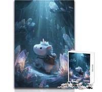 Puzzle da 1000 pezzi con unicorno carino nella grotta di cristallo per adolescenti, gioco per lo sviluppo del pensiero logico, ottimo regalo per momenti significativi, dimensioni 50x75cm