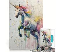 Puzzle da 1000 pezzi con unicorno da dipingere,per adulti,divertente gioco di memoria,facile da assemblare,sicuro e adatto a tutta la famiglia (38x26cm)