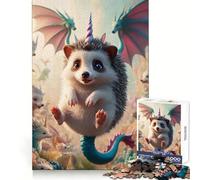 Puzzle da 1000 pezzi con unicorno, drago e riccio alato per adolescenti, ideale per sviluppare le capacità cognitive, perfetto per il relax e come regalo di Natale (38x26cm)