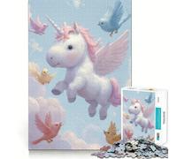 Puzzle da 1000 pezzi con unicorno e uccelli nel cielo per ragazzi,divertente da giocare,ad incastro perfetto,senza spazi vuoti,ideale per una serata in famiglia (38x52cm)
