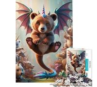 Puzzle da 1000 pezzi con unicorno ibrido cucciolo d'orso e ali di drago Gioco rilassante e avvincente per coltivare la pazienza Ottimo regalo e giocattolo adatto alle coppie (dimensioni 38x26cm)
