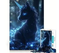Puzzle da 1000 pezzi con unicorno nella foresta incantata,taglio liscio,gioco di logica,regalo,momento di relax,opera d'arte natalizia (38x26cm)