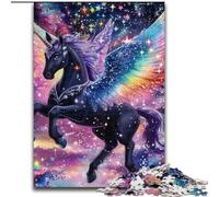 Puzzle da 1000 pezzi con unicorno nero, puzzle in legno per adulti, 50x75cm, rompicapo fai da te stimolante per adolescenti