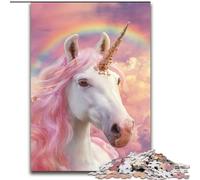 Puzzle da 1000 pezzi con unicorno rosa, in legno, dal design intricato, per adolescenti, decorazioni fai da te e divertimento che stimola la mente, dimensioni 50X75CM