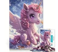 Puzzle da 1000 pezzi con unicorno,taglio liscio,gioco di logica,regalo,momento di relax,opera d'arte natalizia (38x26cm)