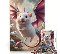 Puzzle da 1000 pezzi con unicorno, topo bianco e drago ibrido, ideale per adolescenti Pensare in modo strategico, per una fuga serena e rilassante Un'esperienza natalizia pulita e stimolante (38x52cm)