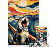 Puzzle da 1000 pezzi con urlo di gatto giocattolo da dipingere decorazione da parete regalo per compleanni gioco educativo allena il cervello e le mani dimensioni 50x75cm