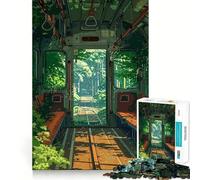 Puzzle da 1000 pezzi con vagone ferroviario ricoperto di vegetazione e vista sulla foresta ideale per ragazzi per stimolare la memoria giocare in casa assemblare immagini e creare un regalo