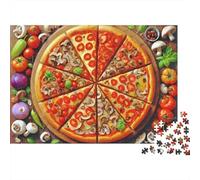 Puzzle da 1000 pezzi con varietà di pizza vegetariana e pizza al salame piccante per adulti, giochi educativi, bellissima decorazione, sfida ad alta difficoltà, regalo di compleanno, 52x38 cm