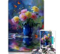 Puzzle da 1000 pezzi con vaso blu e crisantemi colorati, regalo per adolescenti, giocattolo educativo intellettuale decomprimente, regali di Babbo Natale segreto (50x75cm)